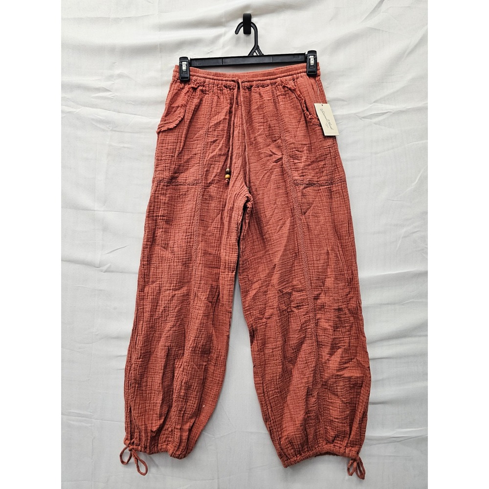 Universal Thread Womens Gauze Jogger Pants Orange Cotton Casual Size Small